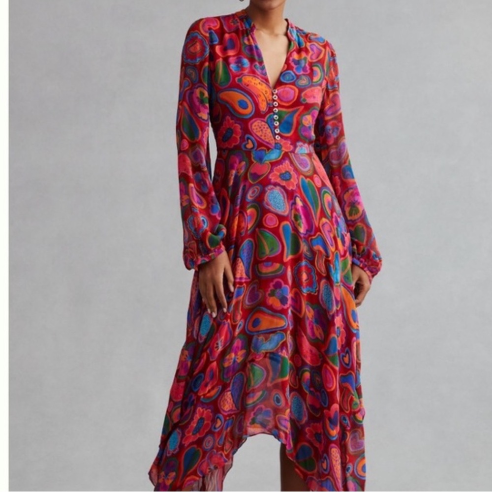 FARM Rio Multicolor Paisley Midi Dress - Red, Pink, Blue, Green, Orange